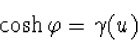 \cosh\varphi=\gamma(u)\hphantom{u/c,}