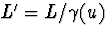$L'=L/\gamma(u)$